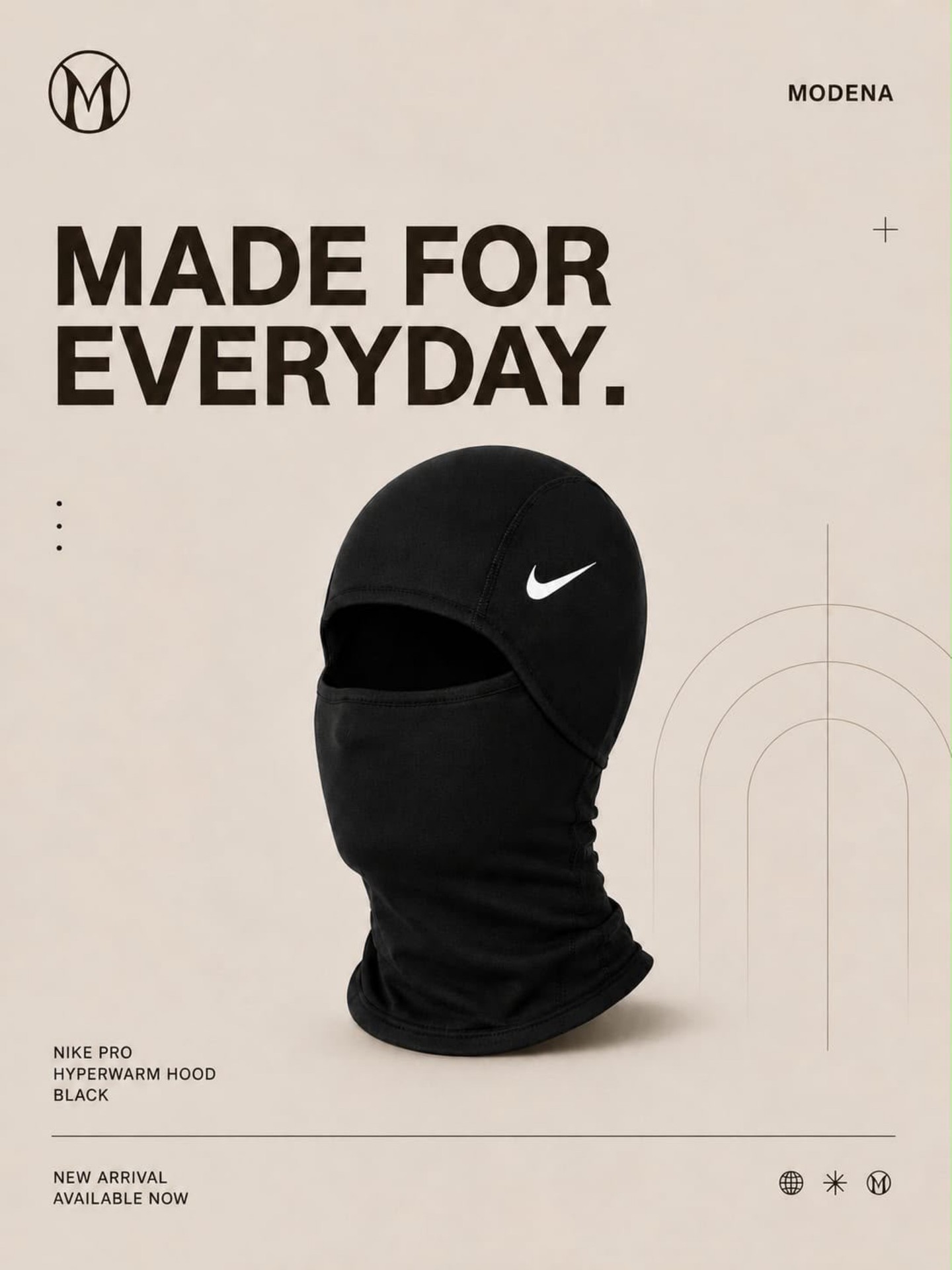 Campaña original Modena: pasamontañas Nike Pro Hyperwarm Hood negro, Made for everyday